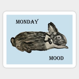 Monday Mood Black and White Rabbit Sticker